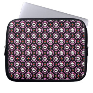 Skull with heart and bow design laptop sleeve