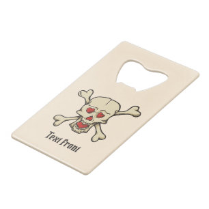 Skull with Hearts Credit Card Bottle Opener