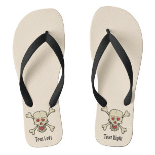 Skull with Hearts Flip Flops