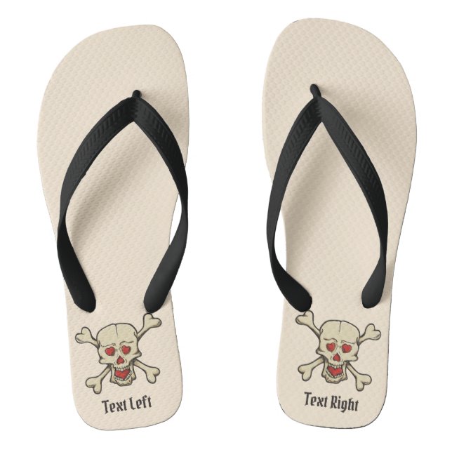 Skull with Hearts Flip Flops (Footbed)