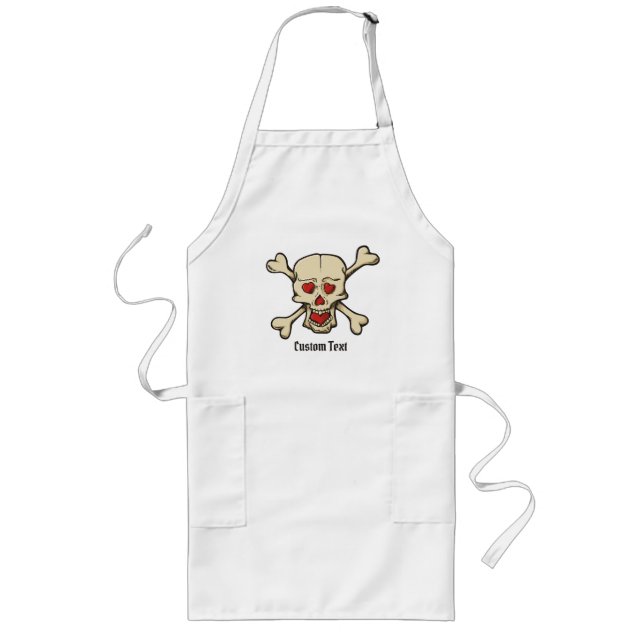 Skull with Hearts Long Apron (Front)