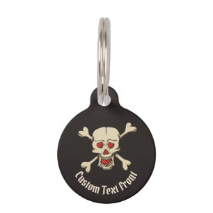Skull with Hearts Pet Tag