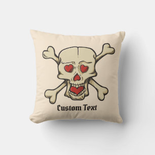 Skull with Hearts Throw Pillow