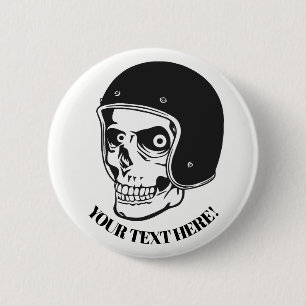 Skull with helmet 2 inch round button
