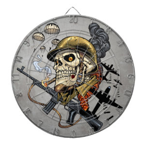 Skull with Helmet, Airplanes and Bombs Dartboard
