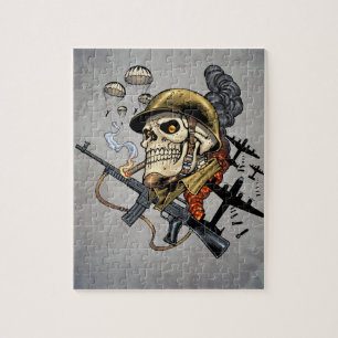 Skull with Helmet, Airplanes and Bombs Jigsaw Puzzle