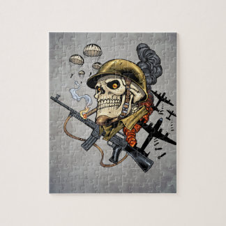 Skull with Helmet, Airplanes and Bombs Jigsaw Puzzle