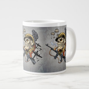 Skull with Helmet, Airplanes and Bombs Large Coffee Mug