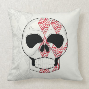 Skull With Lace Diamonds Art With Pattern Throw Pillow