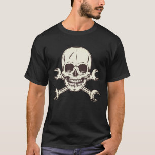 Skull with mechanic repair spanner wrench T-Shirt