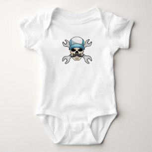 Skull with Moustache & Wrench Baby Bodysuit