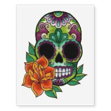 Skull with Orange Flower
