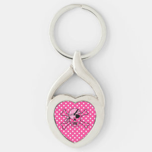 Skull with Pink Polka Dots Keychain