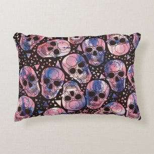 Skull with polygonal ornament. Halloween. Seamless Accent Pillow