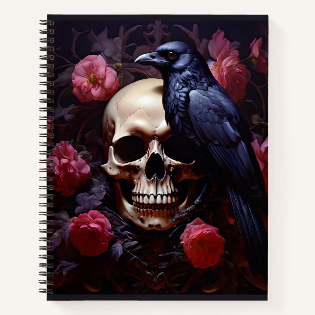 Skull with Raven and Roses Notebook (Front)