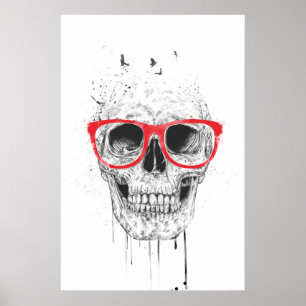 Skull with red glasses poster