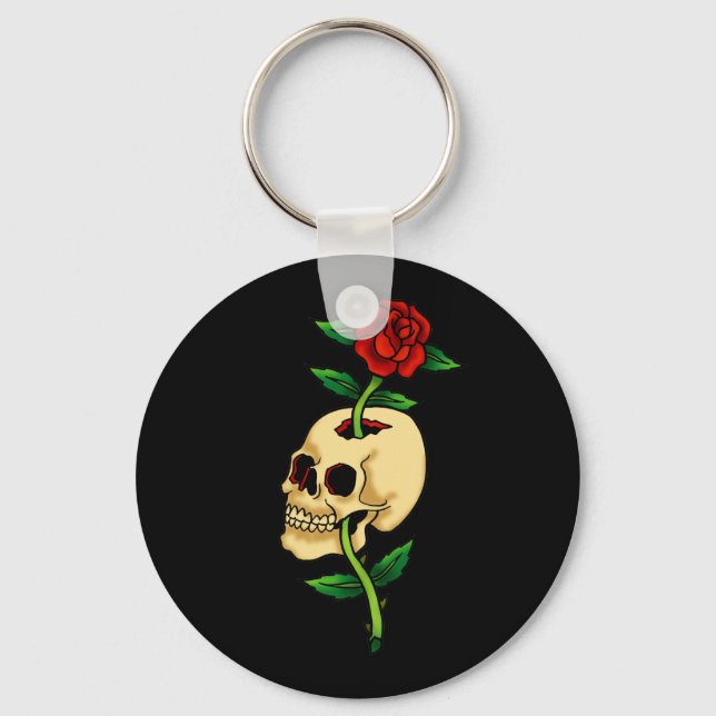 Skull with Rose Keychain (Front)