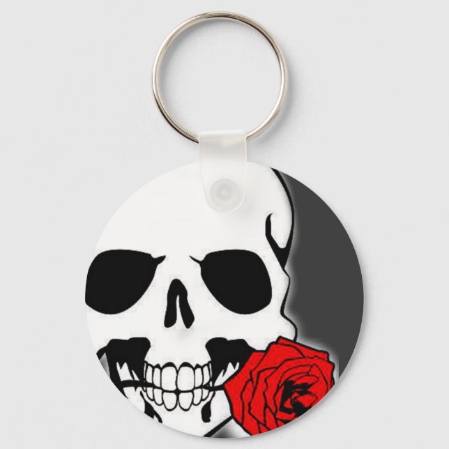 Skull with Rose Keychain (Front)