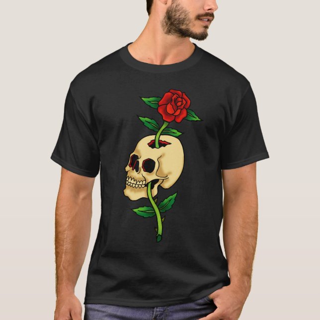 Skull with Rose T-Shirt (Front)