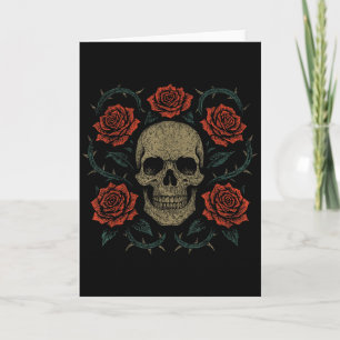 Skull With Roses Gothic Floral Dark Aesthetic Appa Card