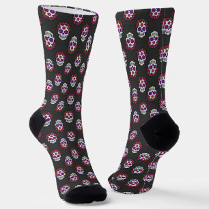 Skull with Roses Halloween Day of the Dead Socks