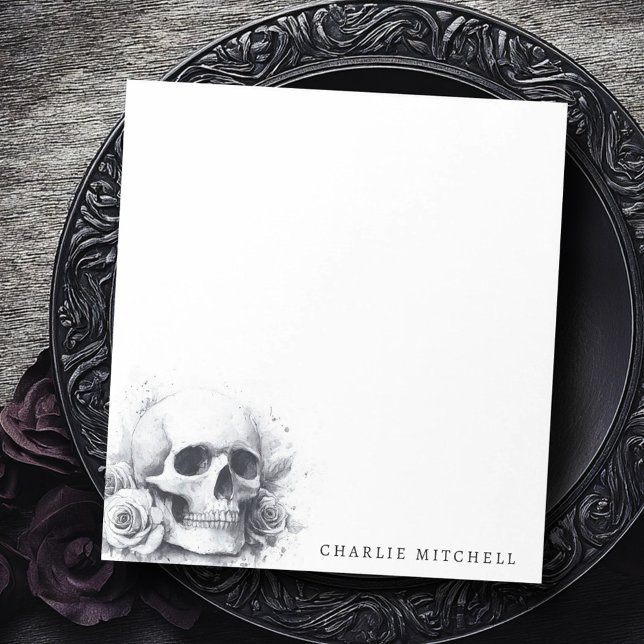 Skull with roses watercolor painting notepad (Skull with roses watercolor painting notepad)