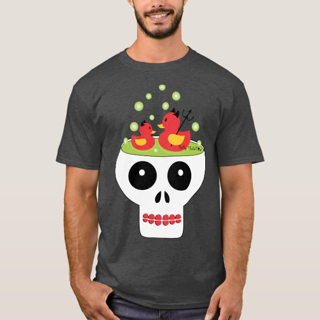 Skull With Rubber Devil Ducks T-Shirt (Front)