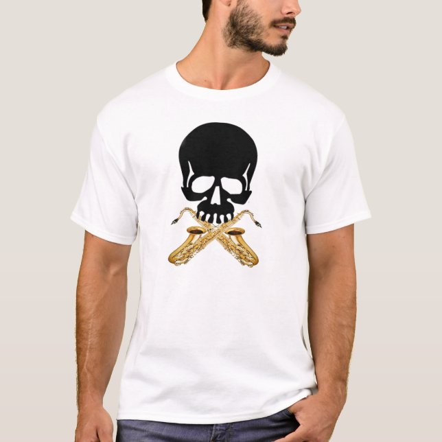 Skull with Saxophones T-Shirt (Front)