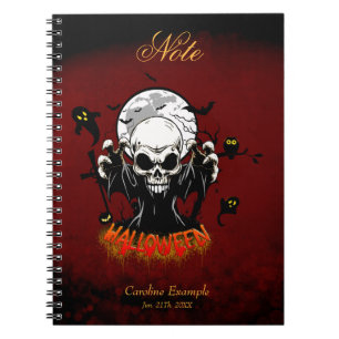 Skull with sharp, menacing teeth notebook