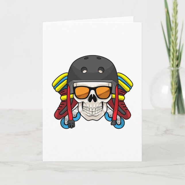 Skull with Sunglasses & Inline skates Card (Front)
