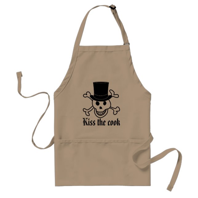 Skull with top hat | Cool BBQ apron for men (Front)