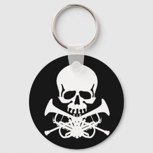 Skull with Trumpets as Crossbones Keychain