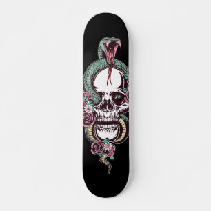 Skull with Viper Skateboard