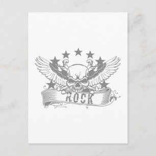 Skull With Wings Rock Banner Postcard