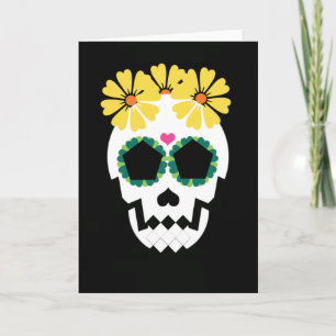 Skull With Yellow Flowers Greeting Card
