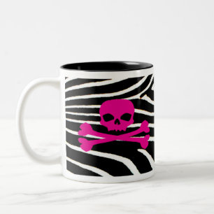 Skull with Zebra Print Two-Tone Coffee Mug