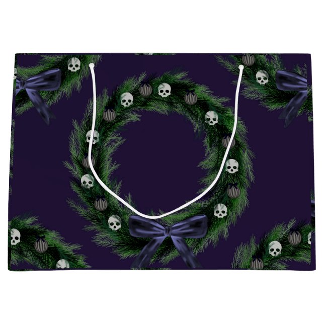 Skull Wreath Large Gift Bag (Front)