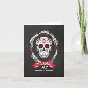Skull Wreath Thank you Note Card + white envelopes