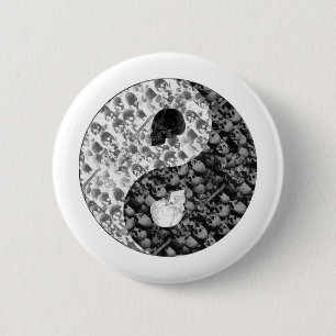 Skull Yin Yang 2 Inch Round Button