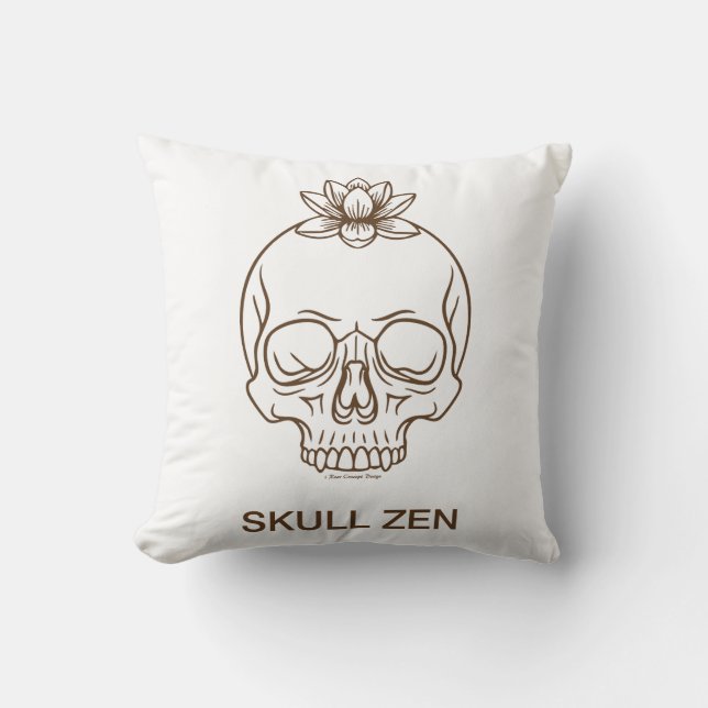 Skull Zen Throw Pillow (Front)