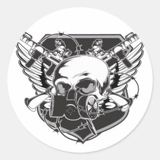 skullgasmask classic round sticker