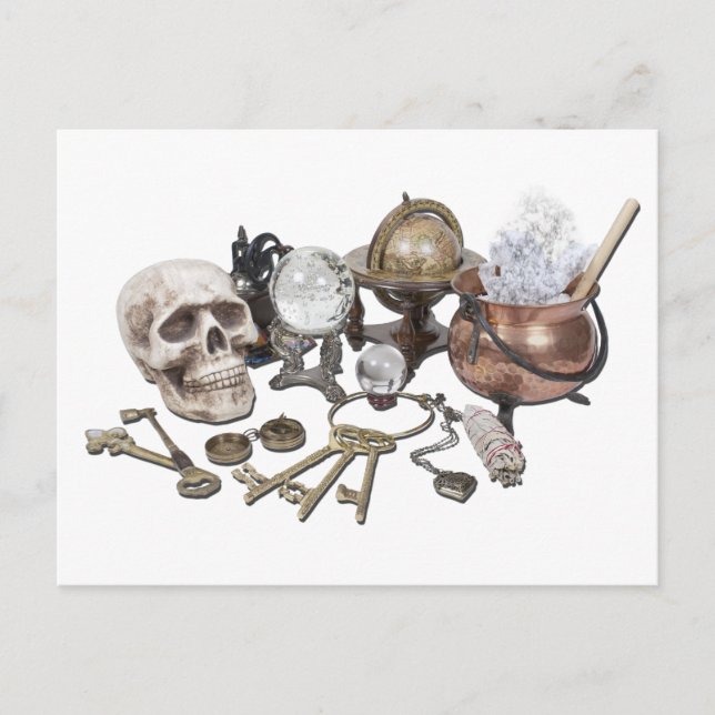 SkullKeysWitchDeskItems070111 Postcard (Front)