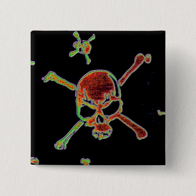 Skulls 7 2 inch square button (Front)