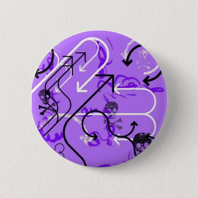 Skulls and arrows. 2 inch round button (Front)