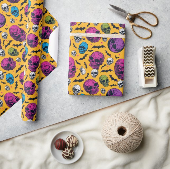 Skulls And Bats Halloween  Wrapping Paper (Crafts)