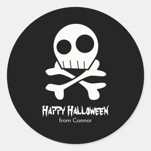 Skulls and Bones Kids Halloween Classic Round Sticker (Front)