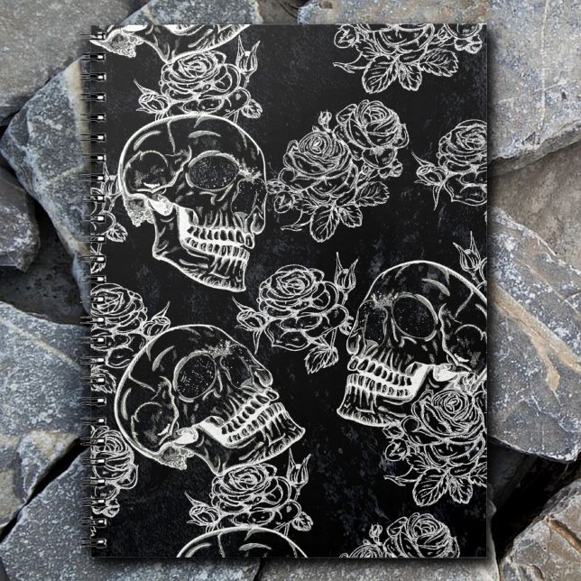 Skulls and Chalk Roses | Funky Gothic Glam Grunge Notebook (Creator Uploaded)