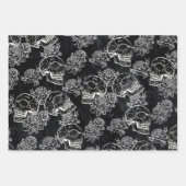 Skulls and Chalk Roses | Gothic Glam Funky Grunge Wrapping Paper Sheet (Front)