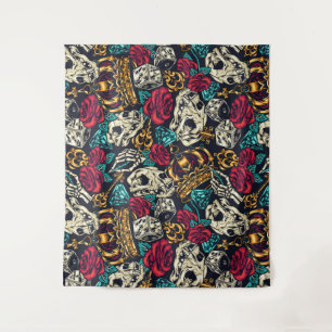 Skulls and Crowns Tapestry