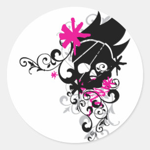 Skulls-and-Curls Classic Round Sticker